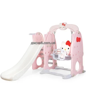 Детская горка-качель HK 5018-2A, Hello Kitty, розово-серая